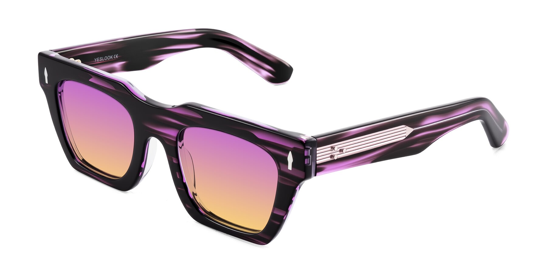 Angle of Padulla in Dark Purple Striped with Purple / Yellow Gradient Lenses