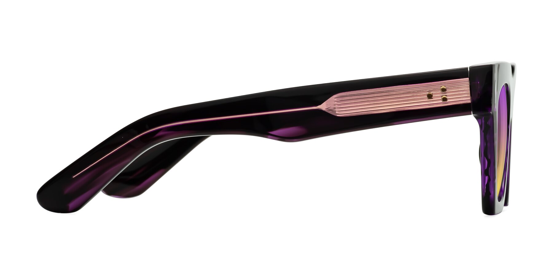 Side of Padulla in Dark Purple Striped with Purple / Yellow Gradient Lenses
