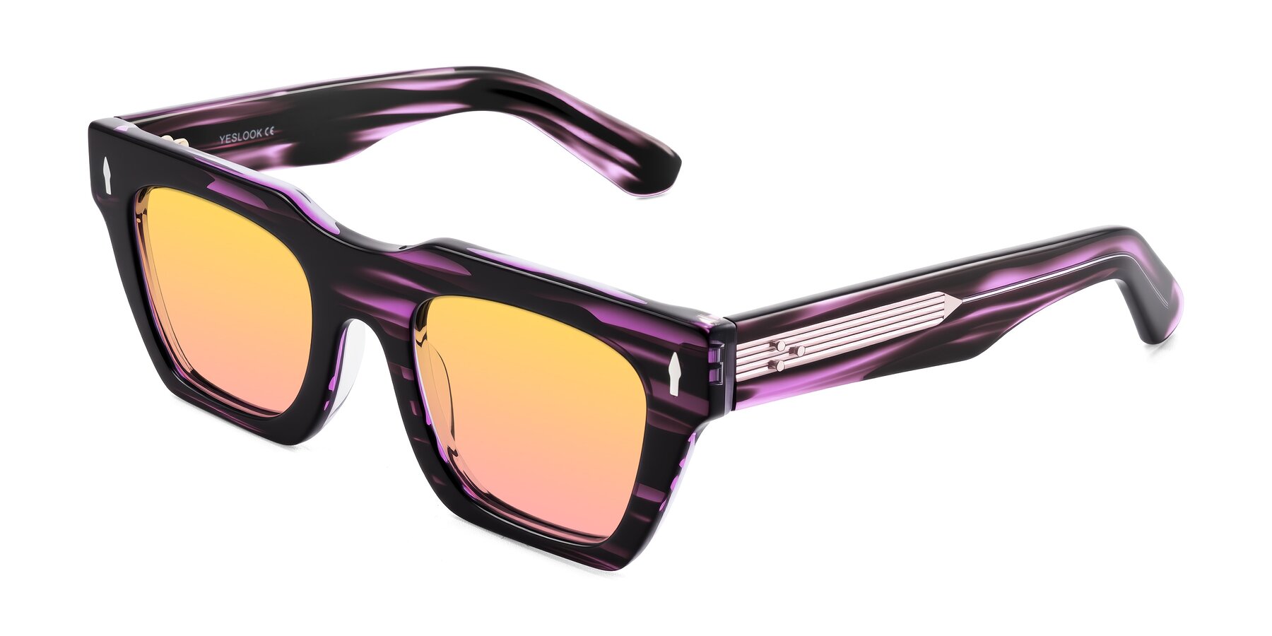 Angle of Padulla in Dark Purple Striped with Yellow / Pink Gradient Lenses
