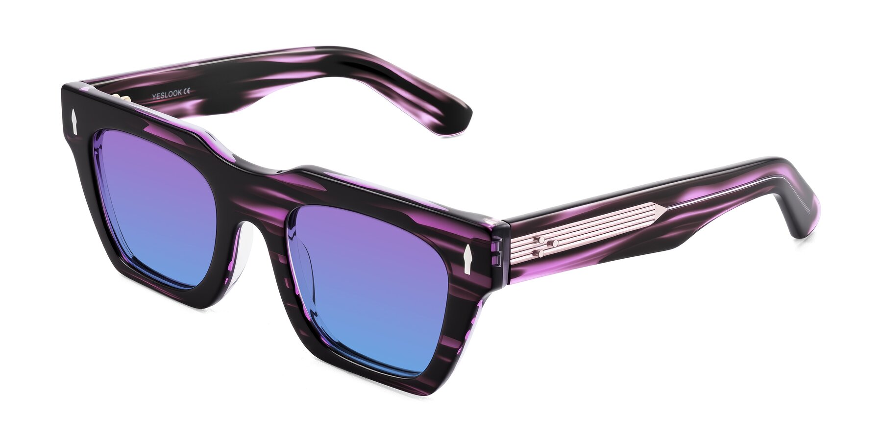 Angle of Padulla in Dark Purple Striped with Purple / Blue Gradient Lenses