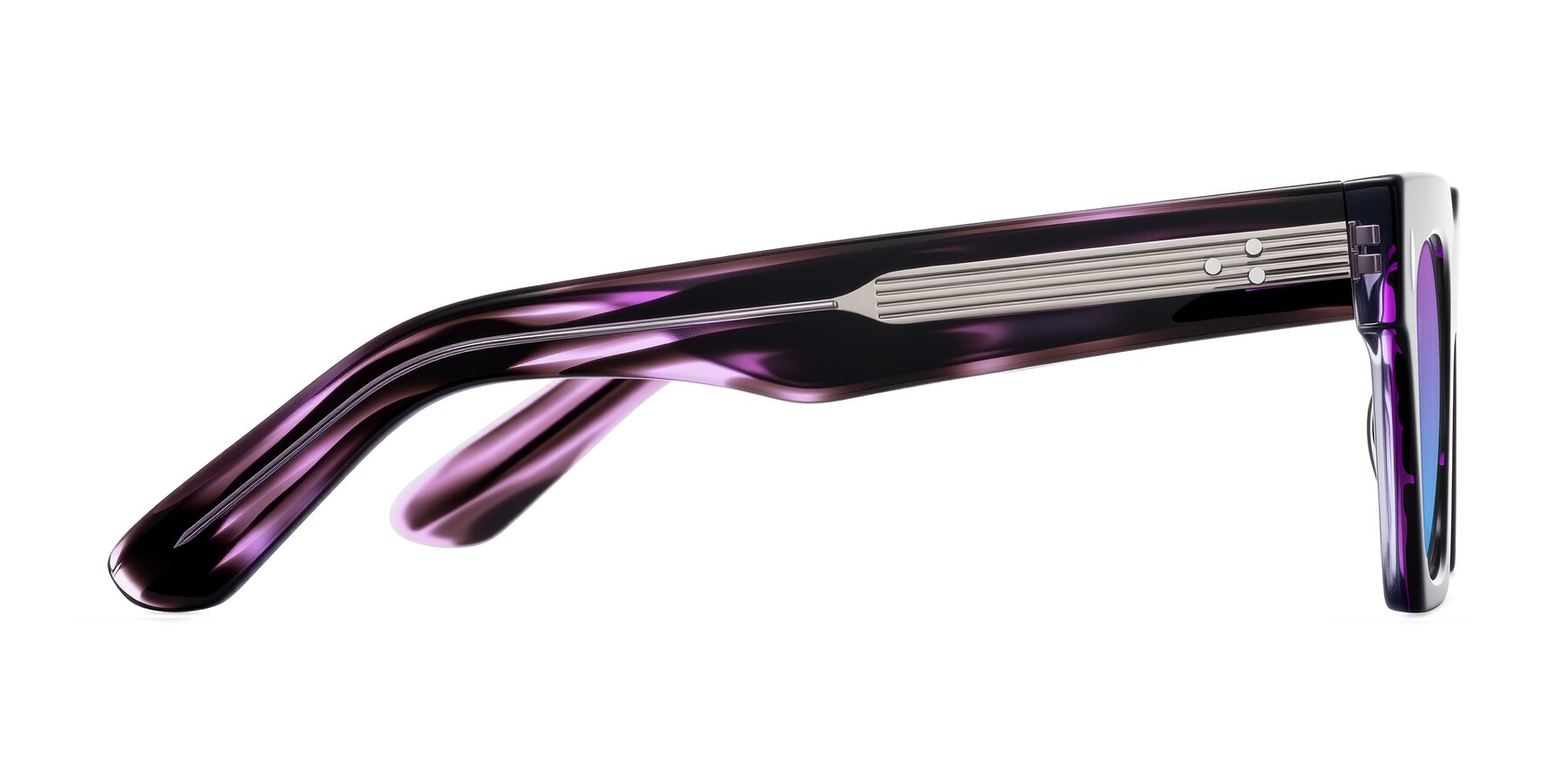 Side of Padulla in Dark Purple Striped with Purple / Blue Gradient Lenses