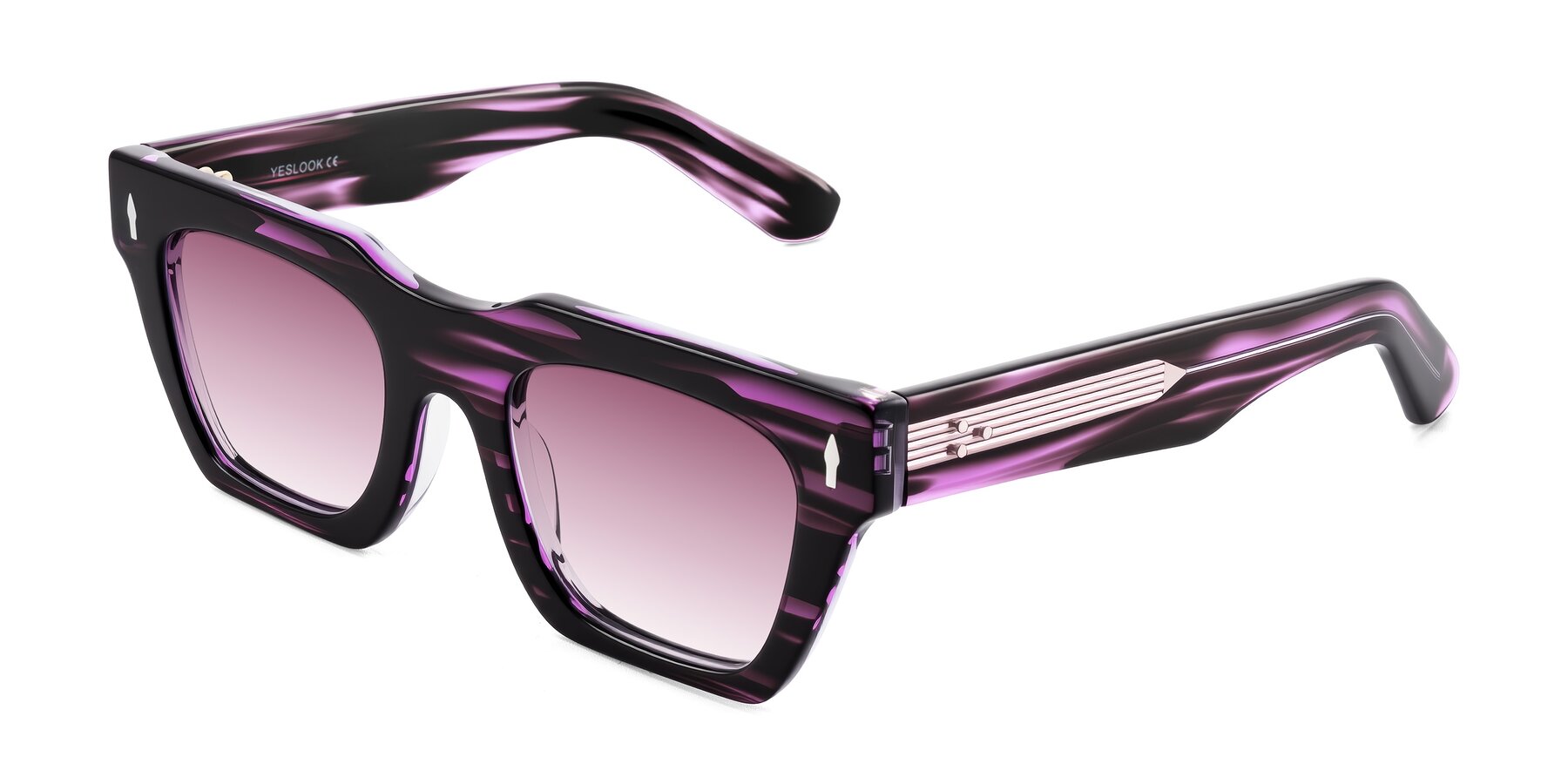 Angle of Padulla in Dark Purple Striped with Wine Gradient Lenses