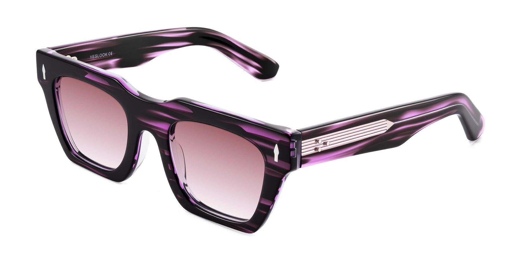 Angle of Padulla in Dark Purple Striped with Garnet Gradient Lenses