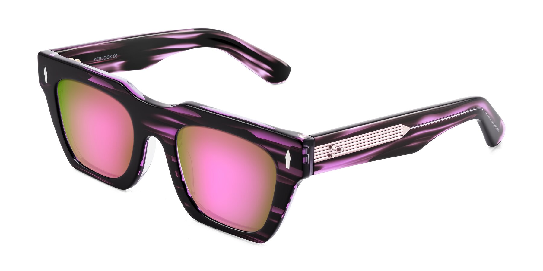 Angle of Padulla in Dark Purple Striped with Pink Mirrored Lenses