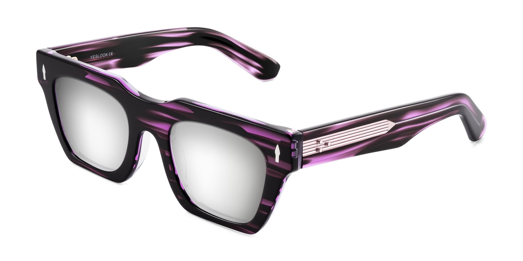 Angle of Padulla in Dark Purple Striped with Silver Mirrored Lenses