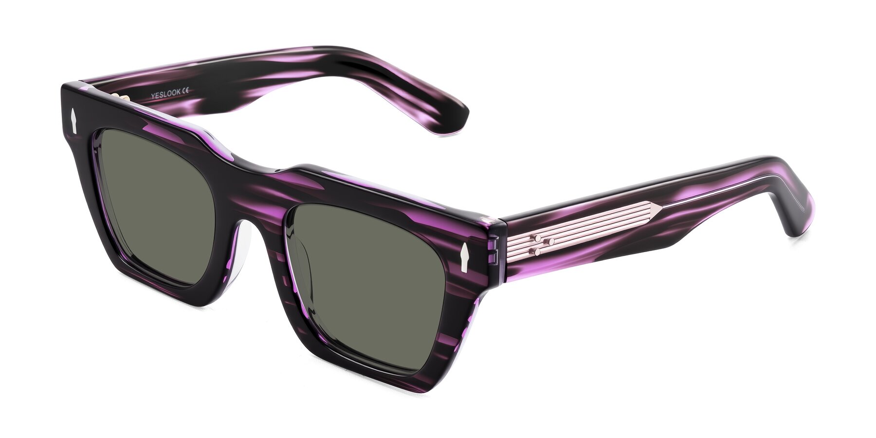 Angle of Padulla in Dark Purple Striped with Gray Polarized Lenses