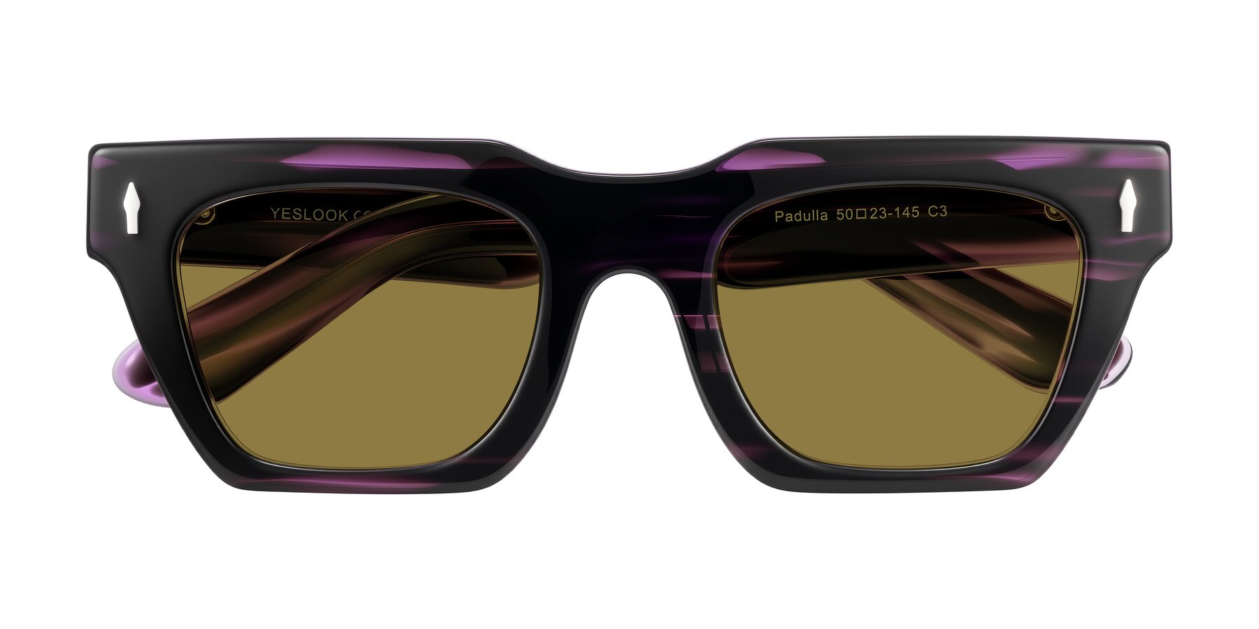 Folded Front of Padulla in Dark Purple Striped with Brown Polarized Lenses