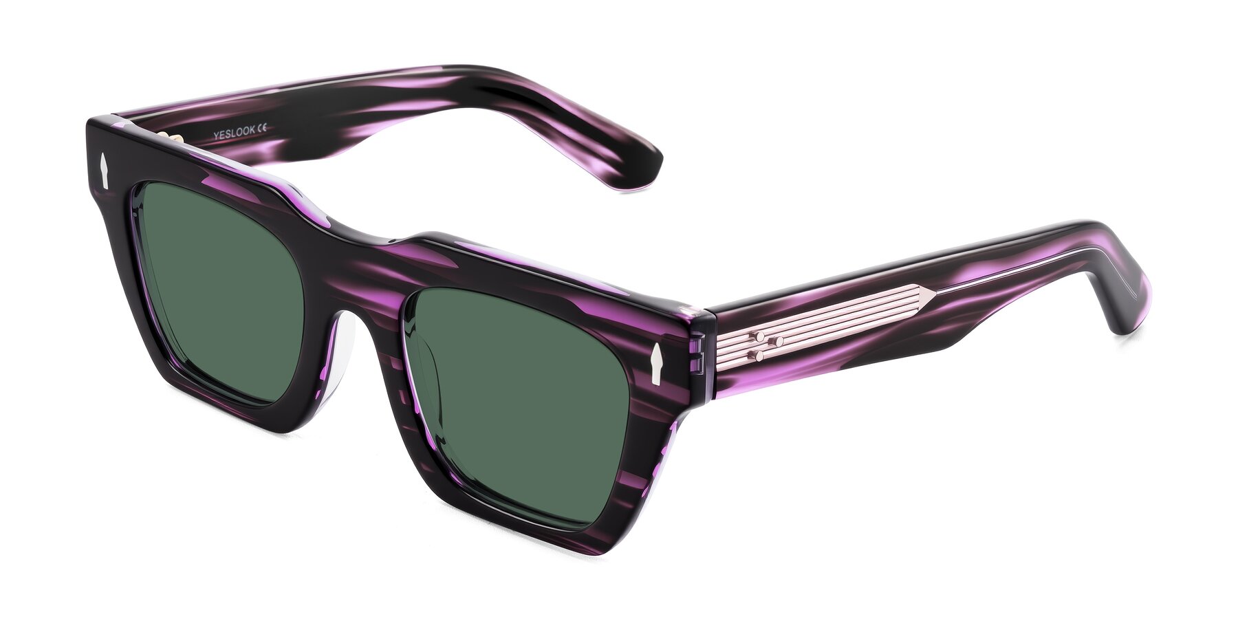 Angle of Padulla in Dark Purple Striped with Green Polarized Lenses