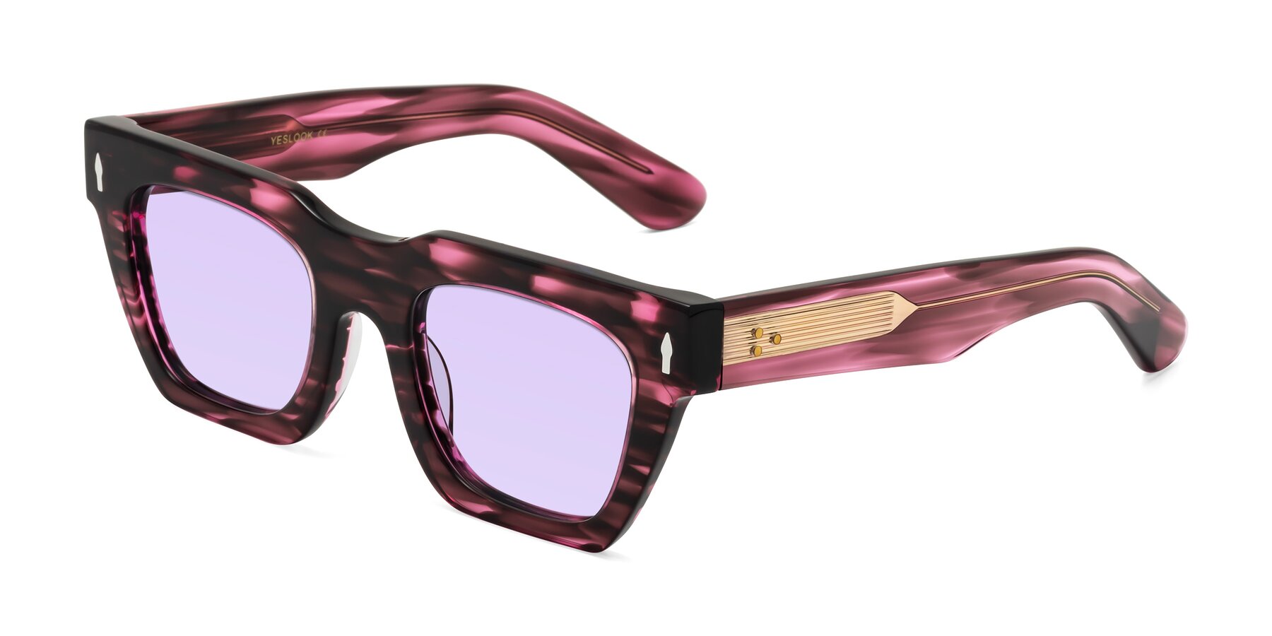 Angle of Padulla in Wine Berry Striped with Light Purple Tinted Lenses