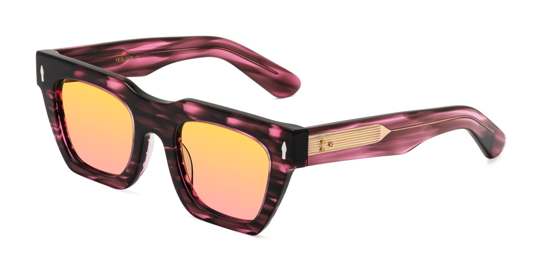 Angle of Padulla in Wine Berry Striped with Yellow / Pink Gradient Lenses