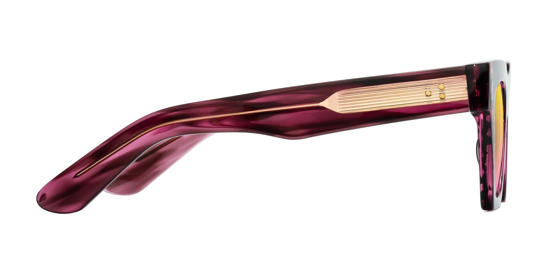 Side of Padulla in Wine Berry Striped with Yellow / Pink Gradient Lenses