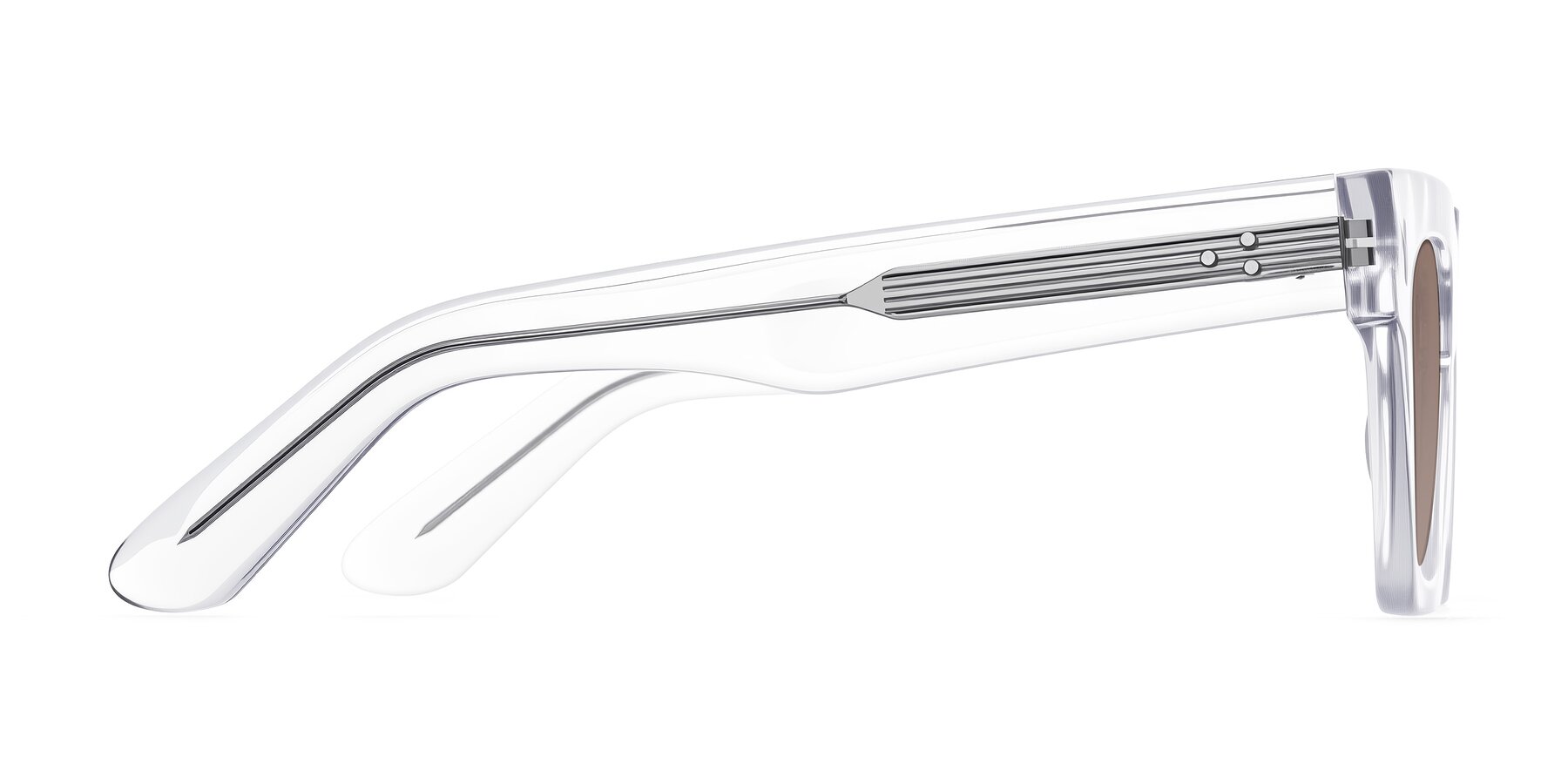 Side of Padulla in Clear with Medium Brown Tinted Lenses