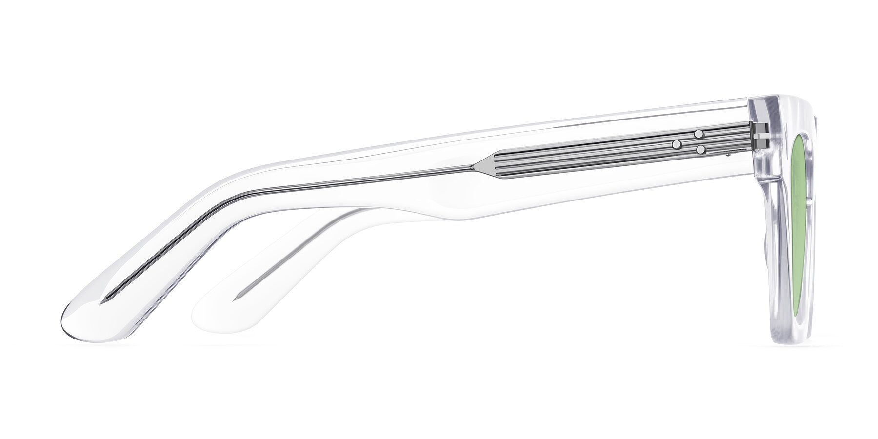 Side of Padulla in Clear with Medium Green Tinted Lenses