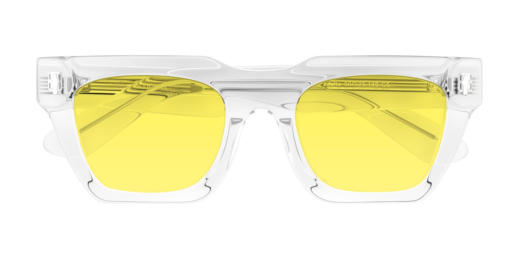 Folded Front of Padulla in Clear with Medium Yellow Tinted Lenses