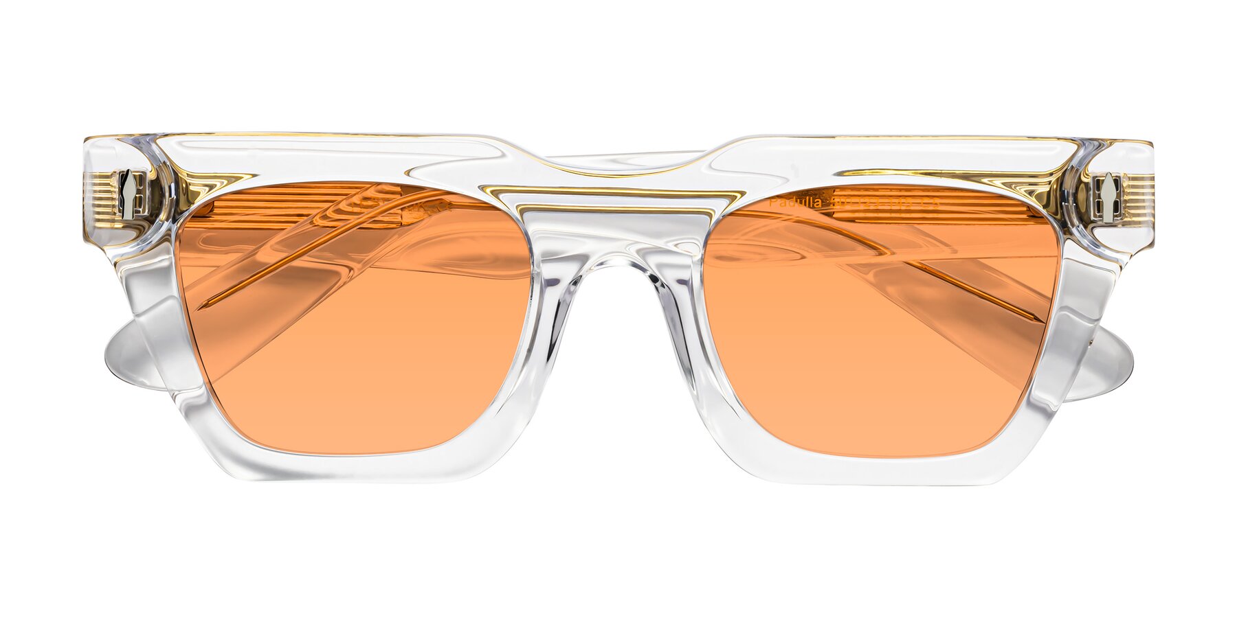 Folded Front of Padulla in Clear with Medium Orange Tinted Lenses