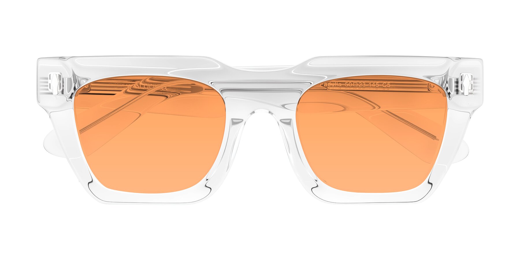 Folded Front of Padulla in Clear with Medium Orange Tinted Lenses