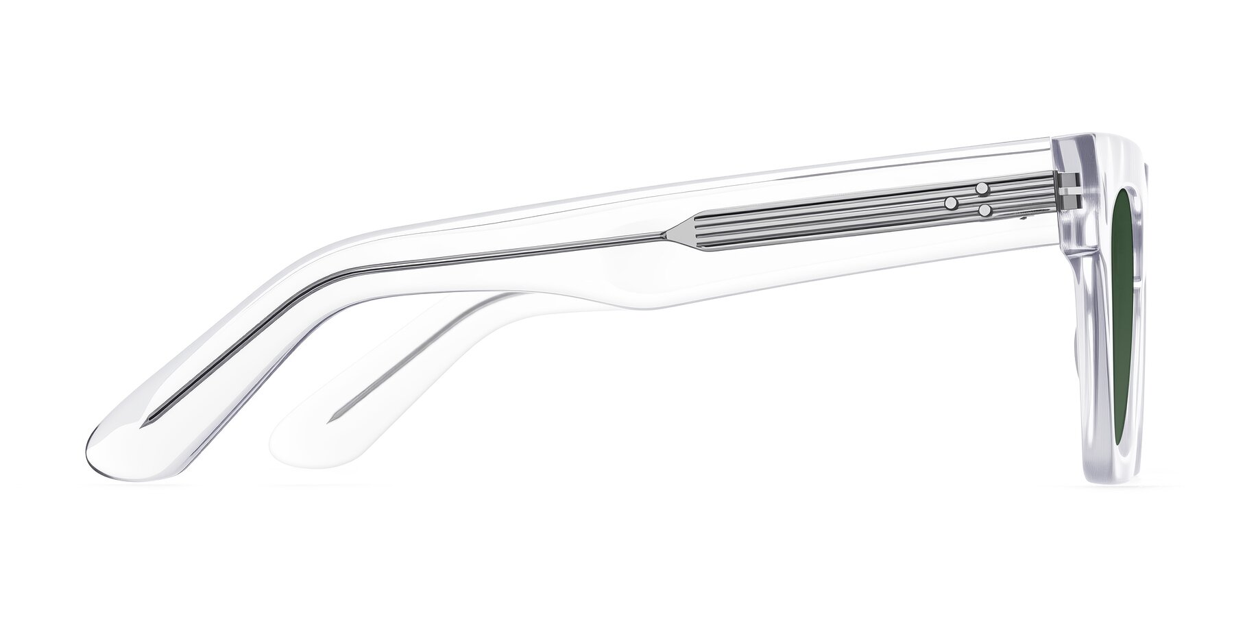 Side of Padulla in Clear with Green Tinted Lenses