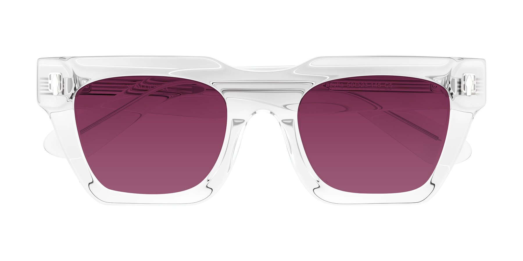 Folded Front of Padulla in Clear with Wine Tinted Lenses