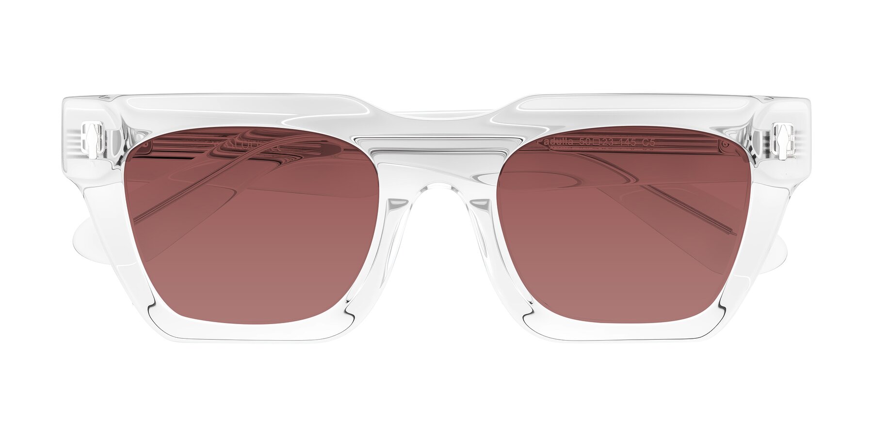 Folded Front of Padulla in Clear with Garnet Tinted Lenses
