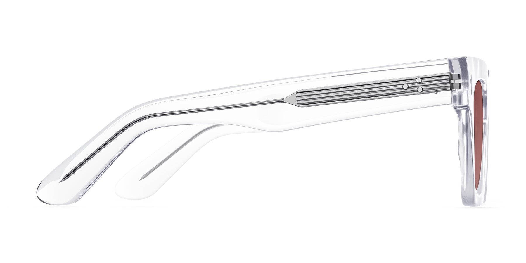 Side of Padulla in Clear with Garnet Tinted Lenses