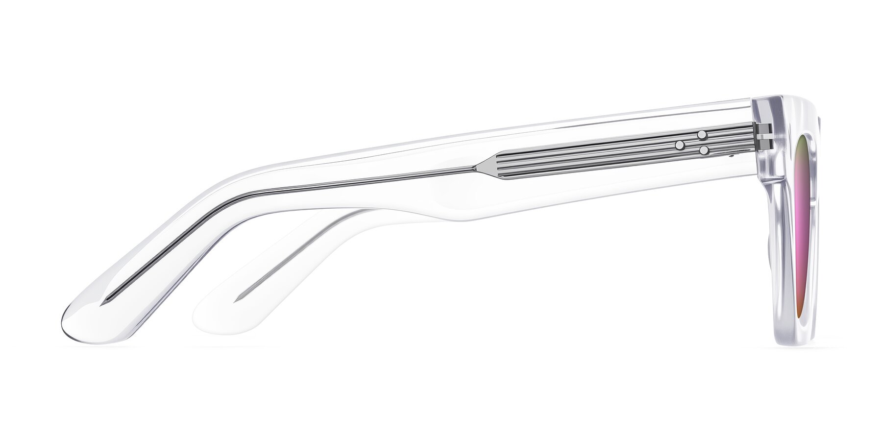 Side of Padulla in Clear with Pink Mirrored Lenses