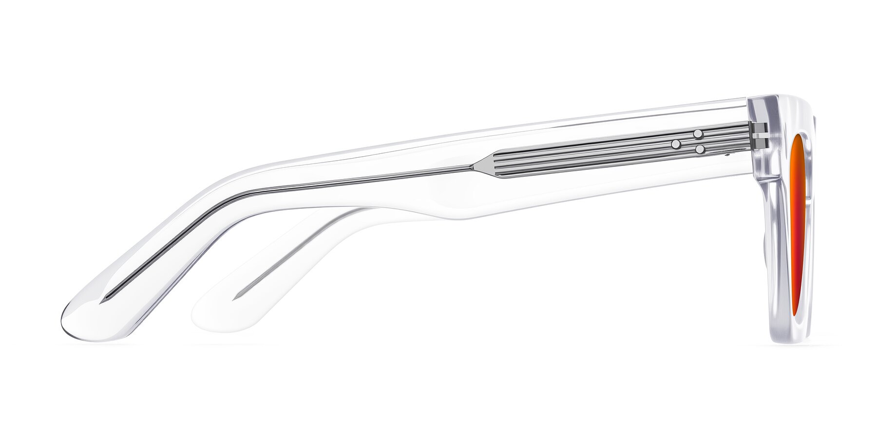 Side of Padulla in Clear with Red Gold Mirrored Lenses