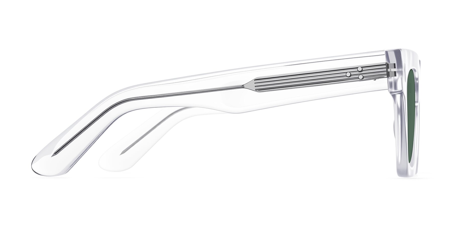 Side of Padulla in Clear with Green Polarized Lenses