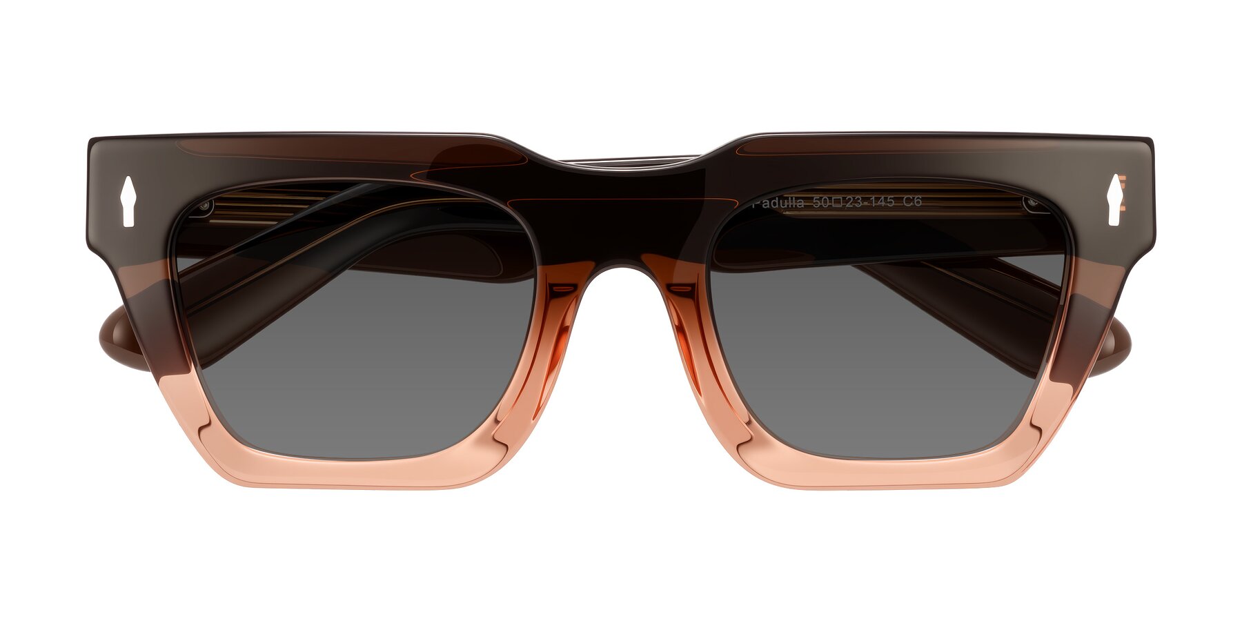Folded Front of Padulla in Gradient Brown with Medium Gray Tinted Lenses