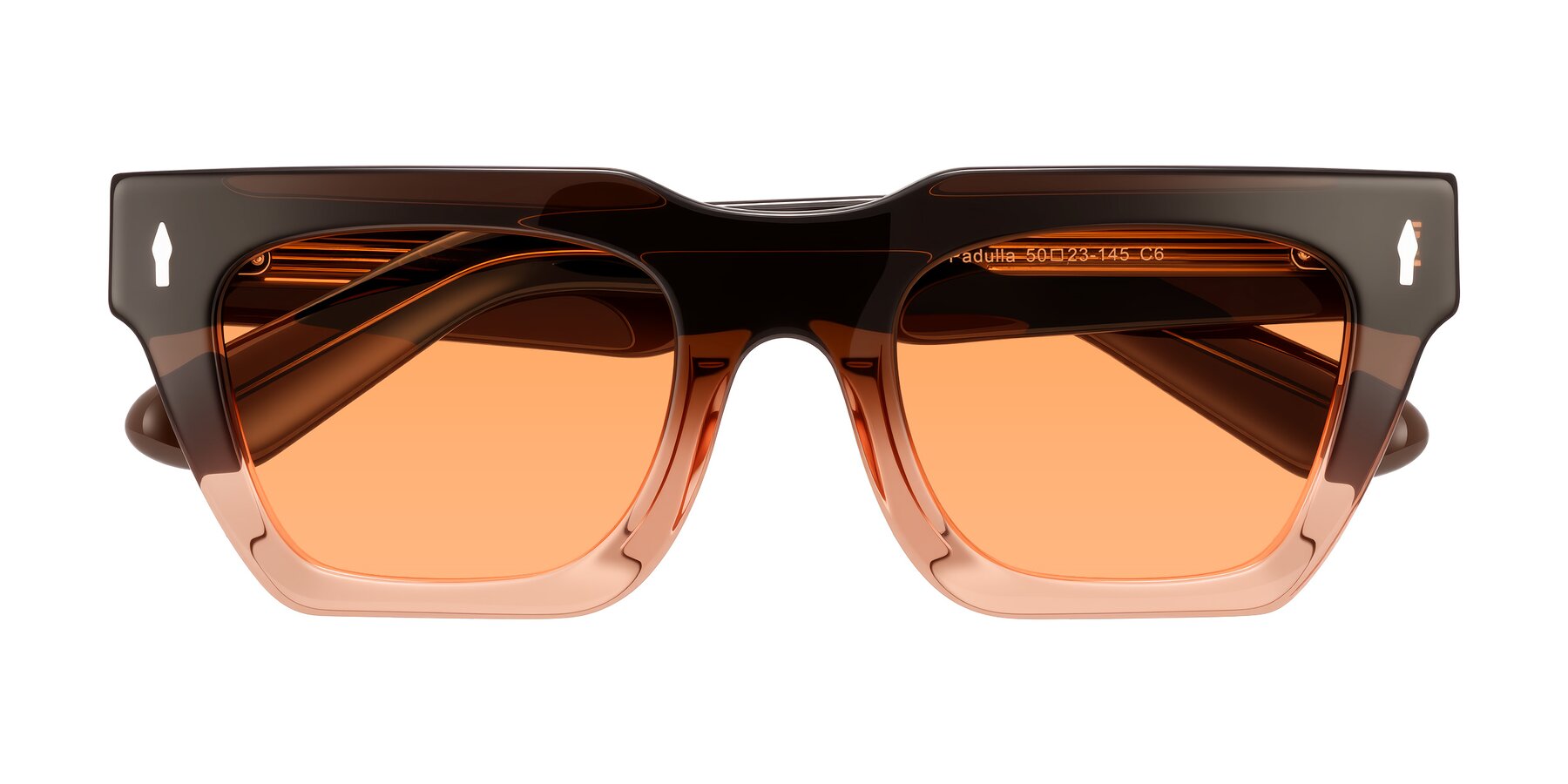 Folded Front of Padulla in Gradient Brown with Medium Orange Tinted Lenses