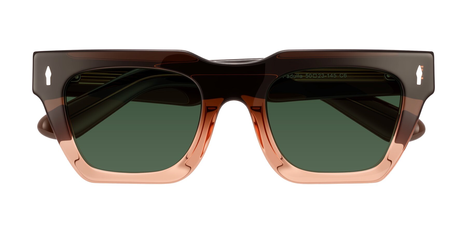 Folded Front of Padulla in Gradient Brown with Green Tinted Lenses