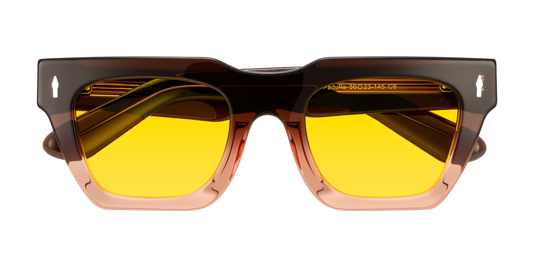 Folded Front of Padulla in Gradient Brown with Yellow Tinted Lenses