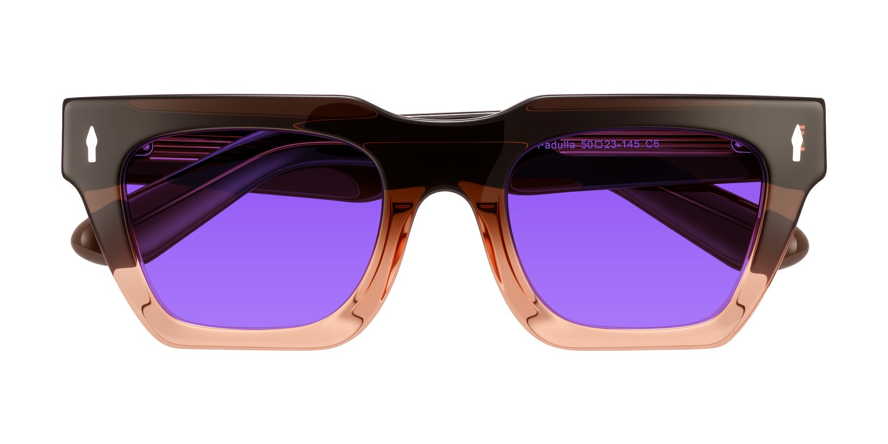 Folded Front of Padulla in Gradient Brown with Purple Tinted Lenses