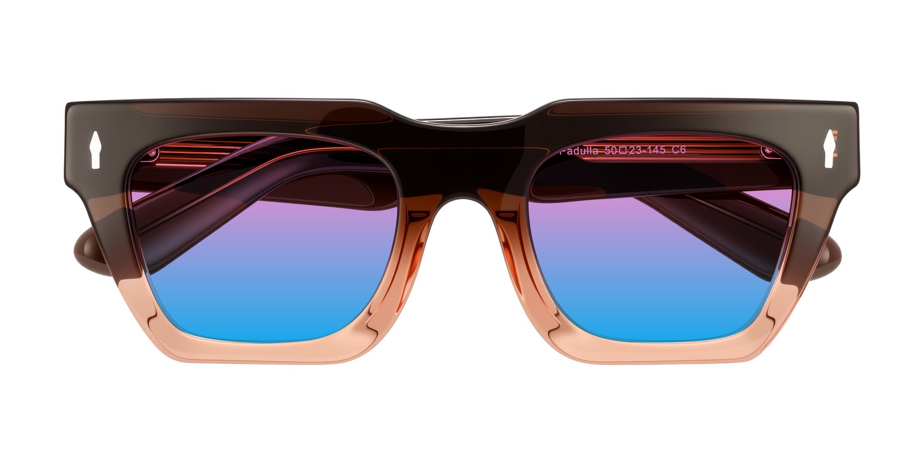 Folded Front of Padulla in Gradient Brown with Pink / Blue Gradient Lenses