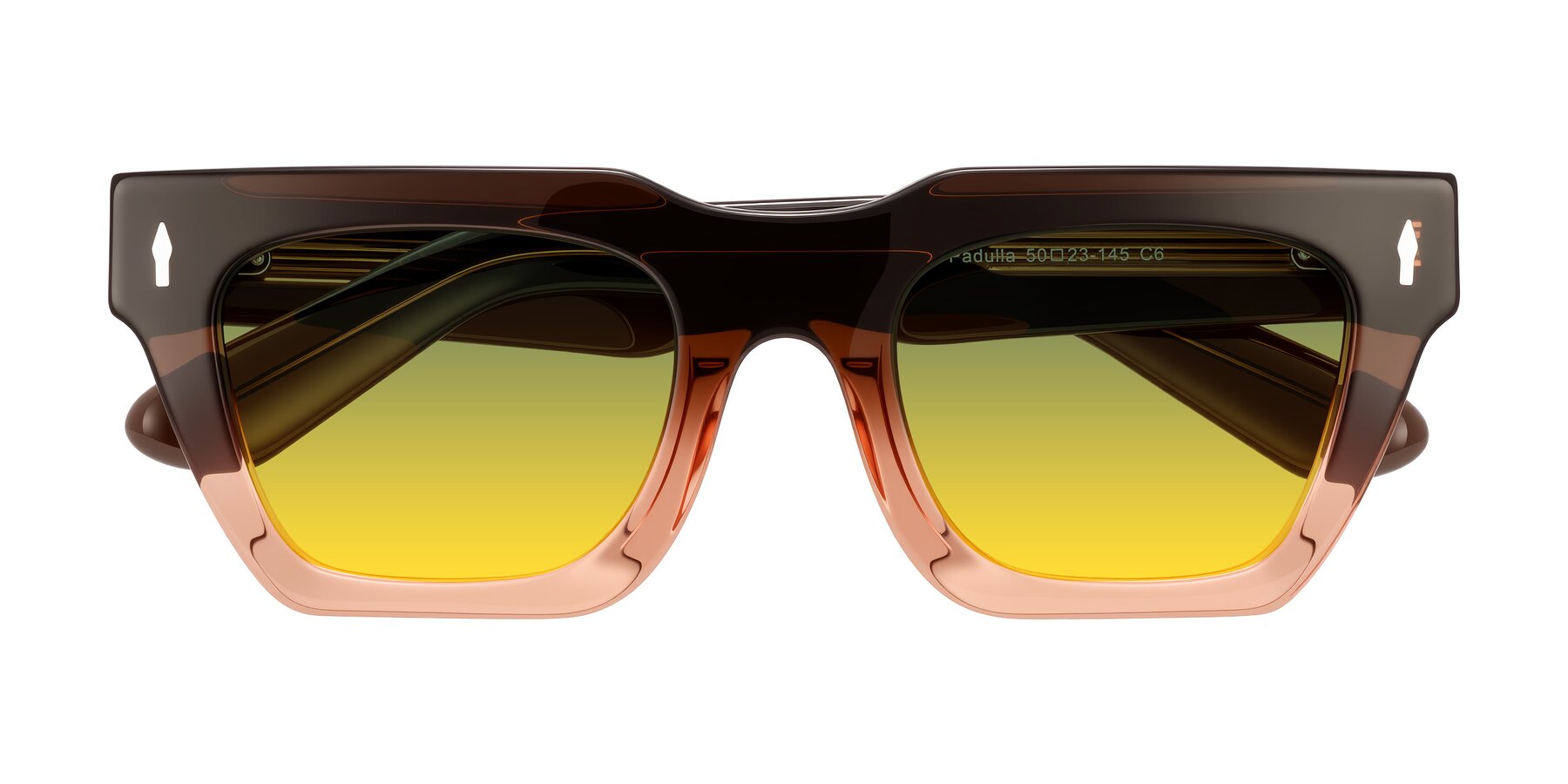 Folded Front of Padulla in Gradient Brown with Green / Yellow Gradient Lenses