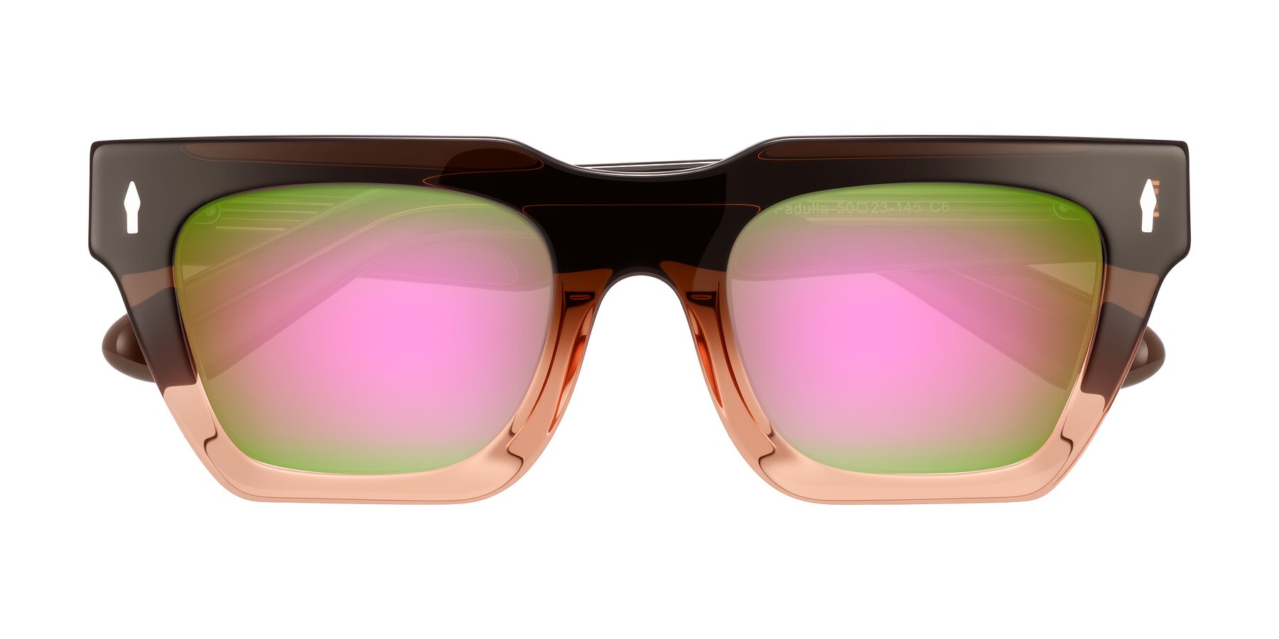 Folded Front of Padulla in Gradient Brown with Pink Mirrored Lenses