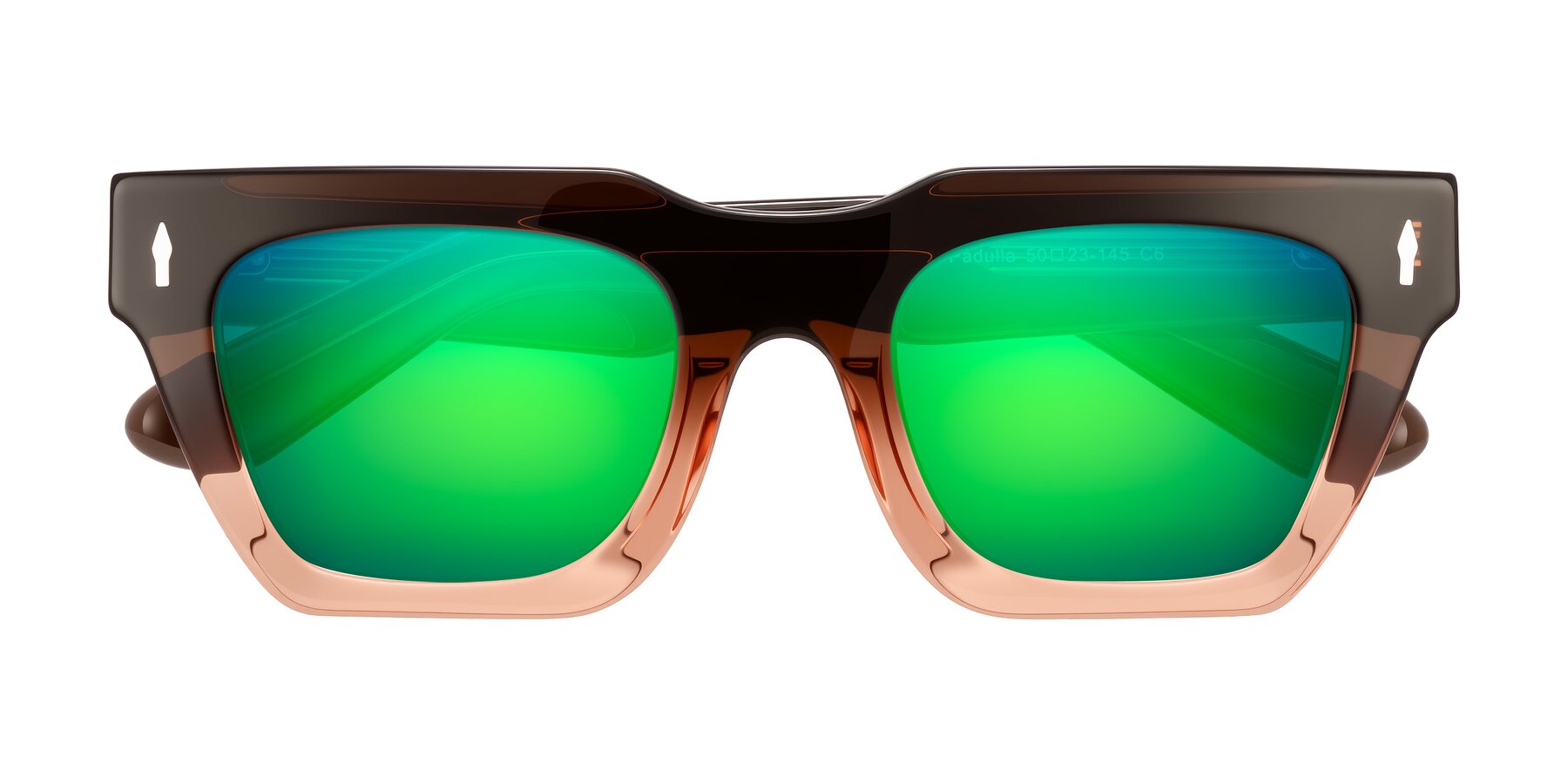 Folded Front of Padulla in Gradient Brown with Green Mirrored Lenses