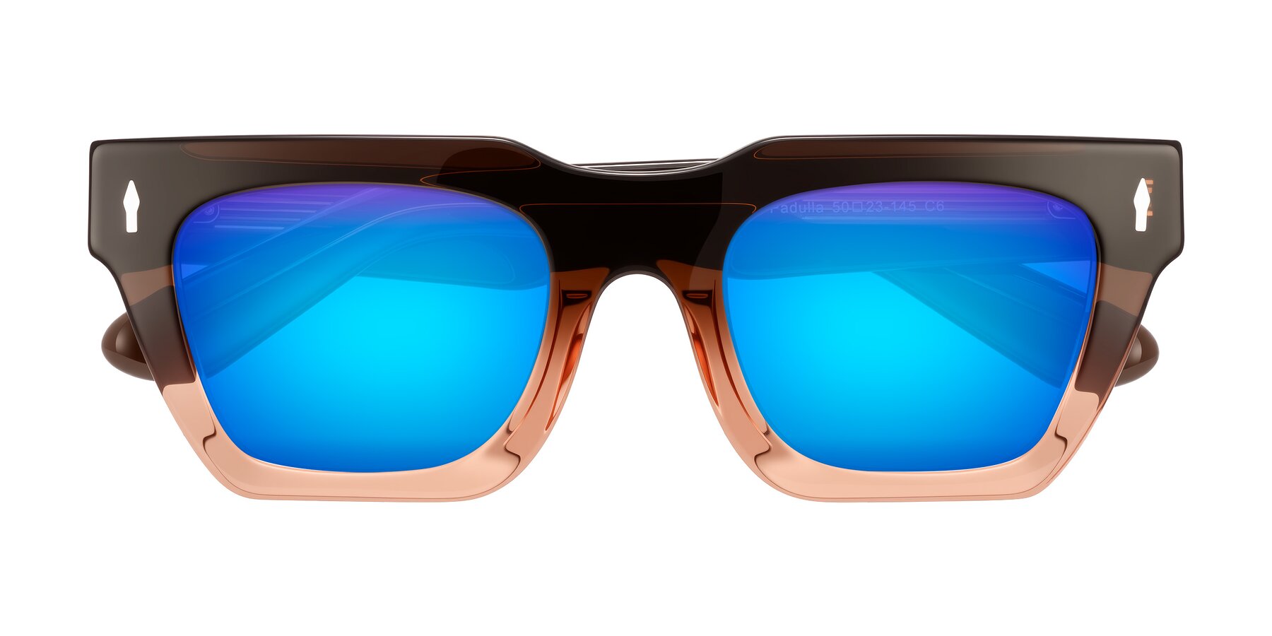 Folded Front of Padulla in Gradient Brown with Blue Mirrored Lenses