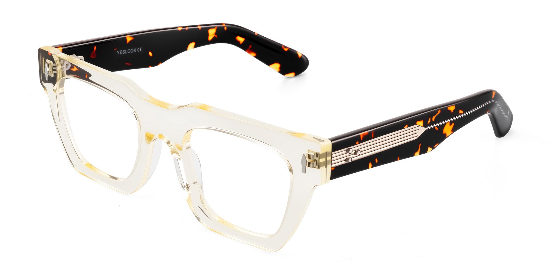 Angle of Padulla in Light Yellow/Tortoise with Clear Eyeglass Lenses