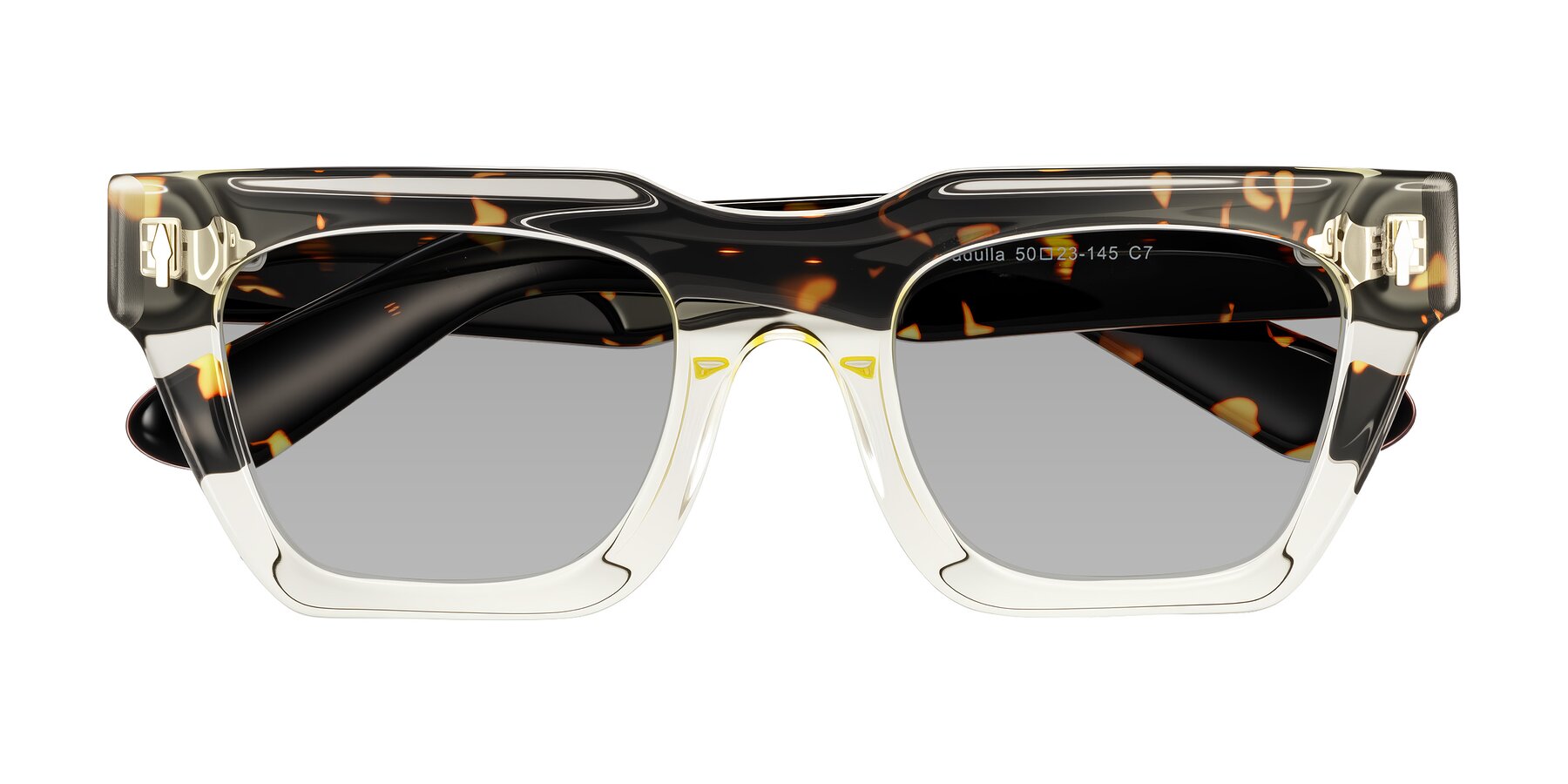 Folded Front of Padulla in Light Yellow/Tortoise with Light Gray Tinted Lenses