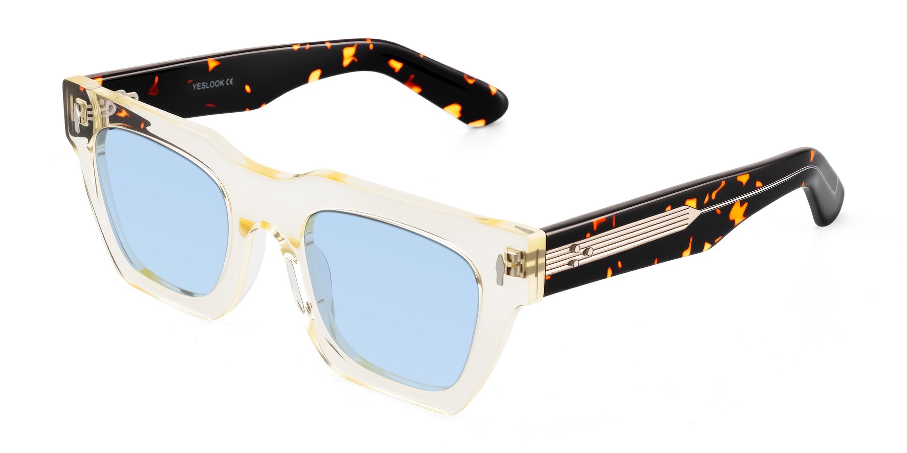 Angle of Padulla in Light Yellow/Tortoise with Light Blue Tinted Lenses