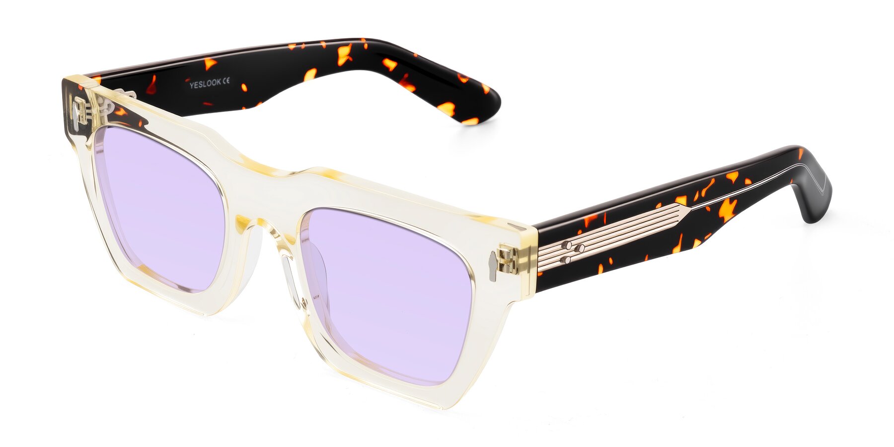 Angle of Padulla in Light Yellow/Tortoise with Light Purple Tinted Lenses