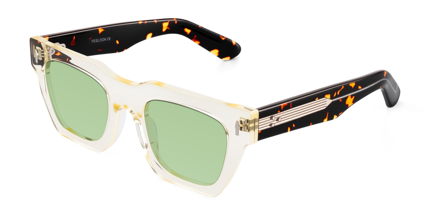 Angle of Padulla in Light Yellow/Tortoise with Medium Green Tinted Lenses