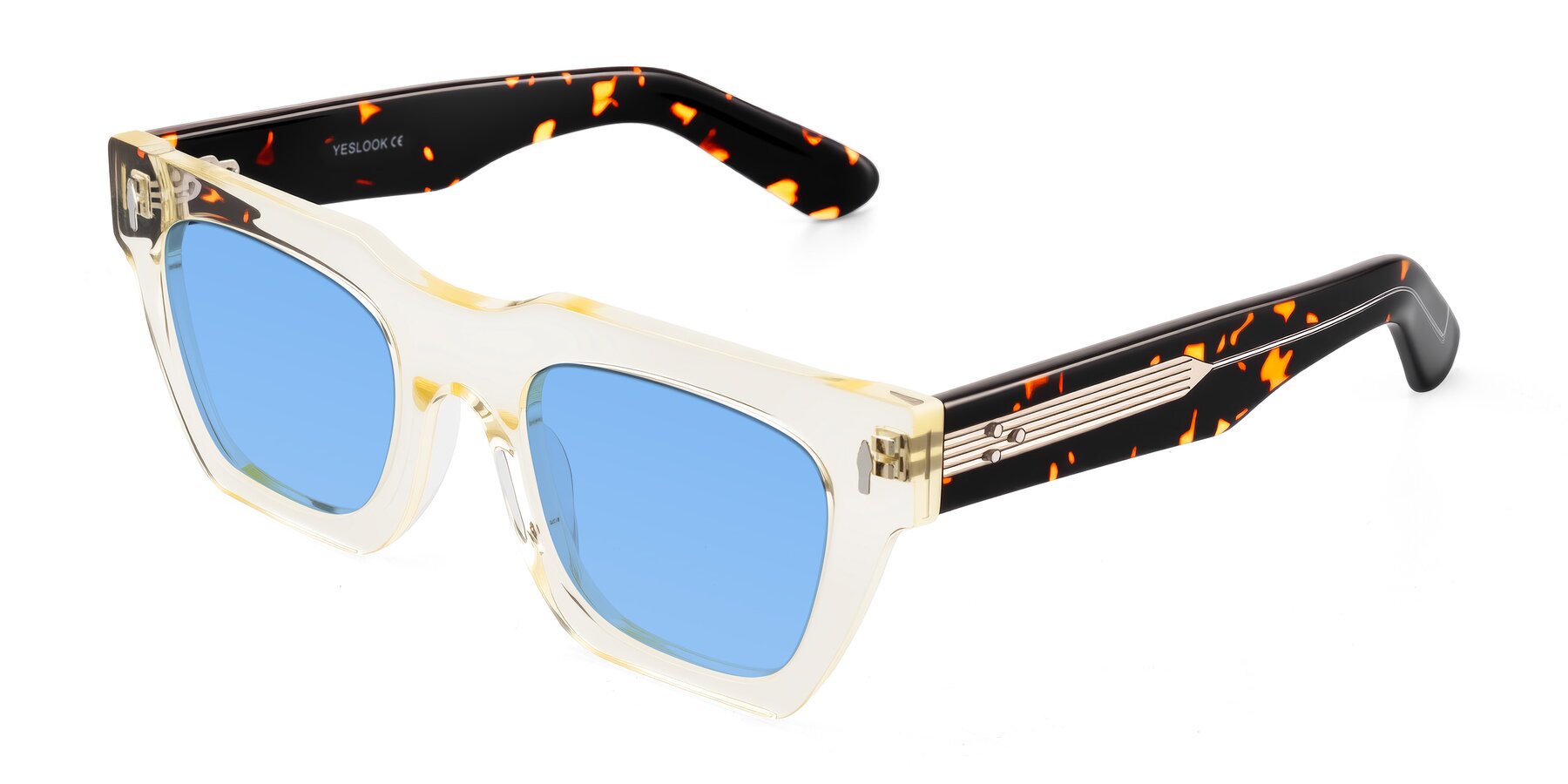 Angle of Padulla in Light Yellow/Tortoise with Medium Blue Tinted Lenses