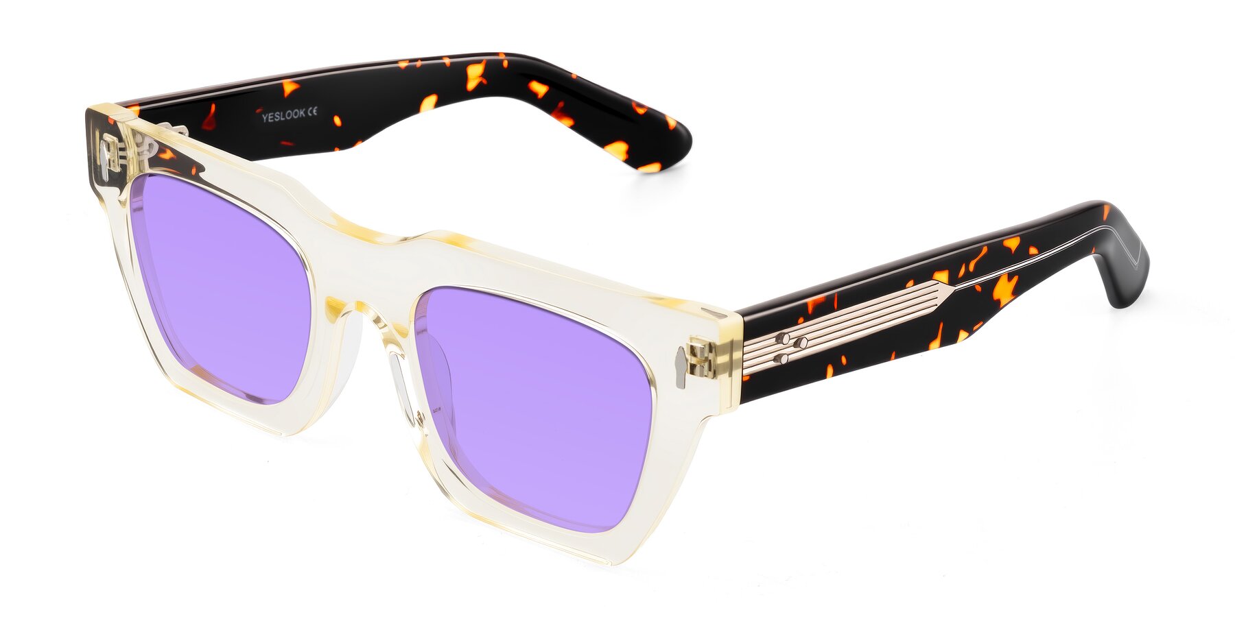 Angle of Padulla in Light Yellow/Tortoise with Medium Purple Tinted Lenses