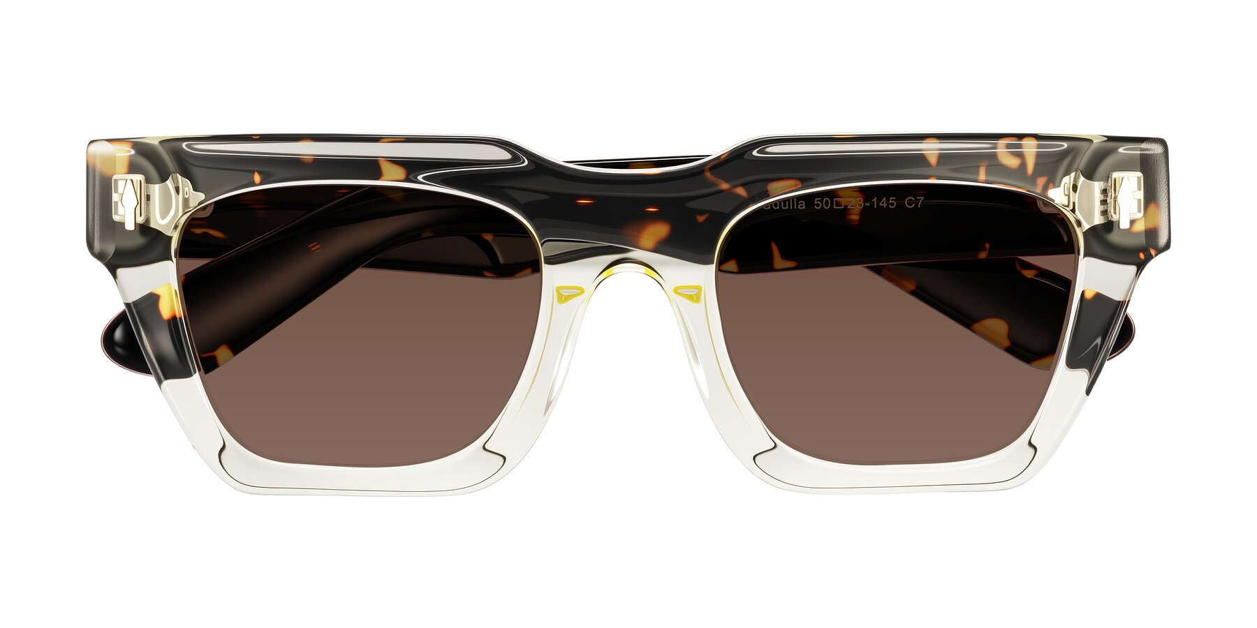 Folded Front of Padulla in Light Yellow/Tortoise with Brown Tinted Lenses