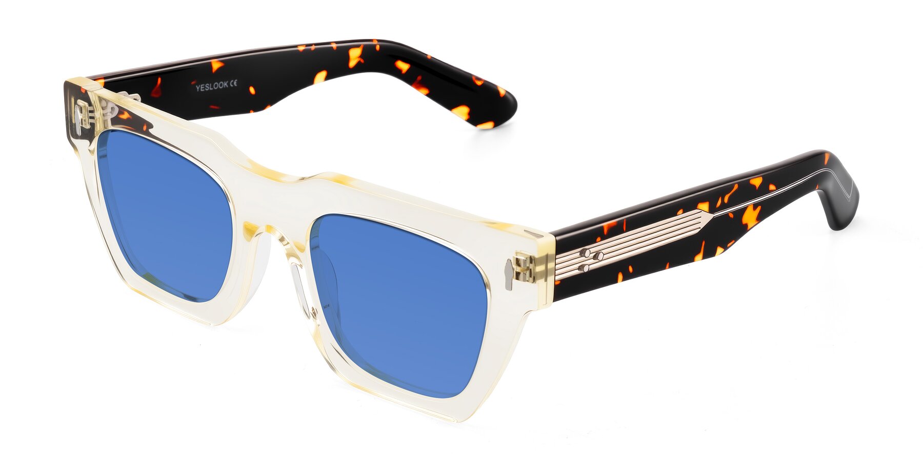 Angle of Padulla in Light Yellow/Tortoise with Blue Tinted Lenses