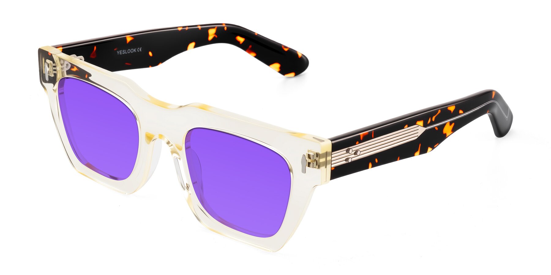 Angle of Padulla in Light Yellow/Tortoise with Purple Tinted Lenses