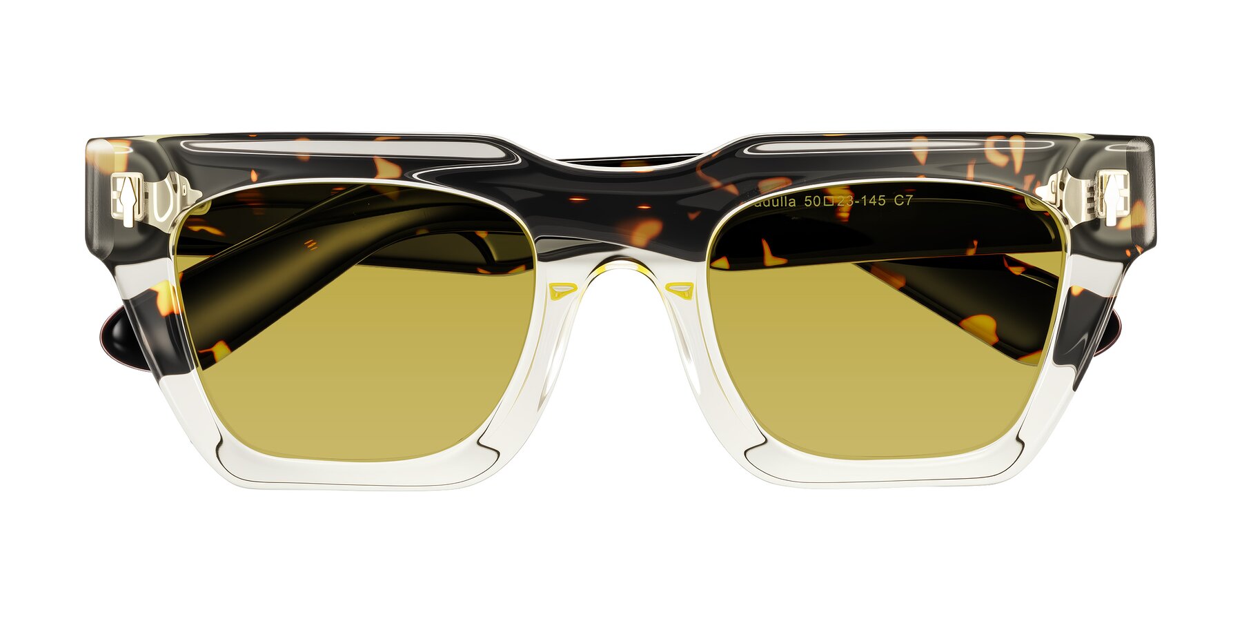 Folded Front of Padulla in Light Yellow/Tortoise with Champagne Tinted Lenses