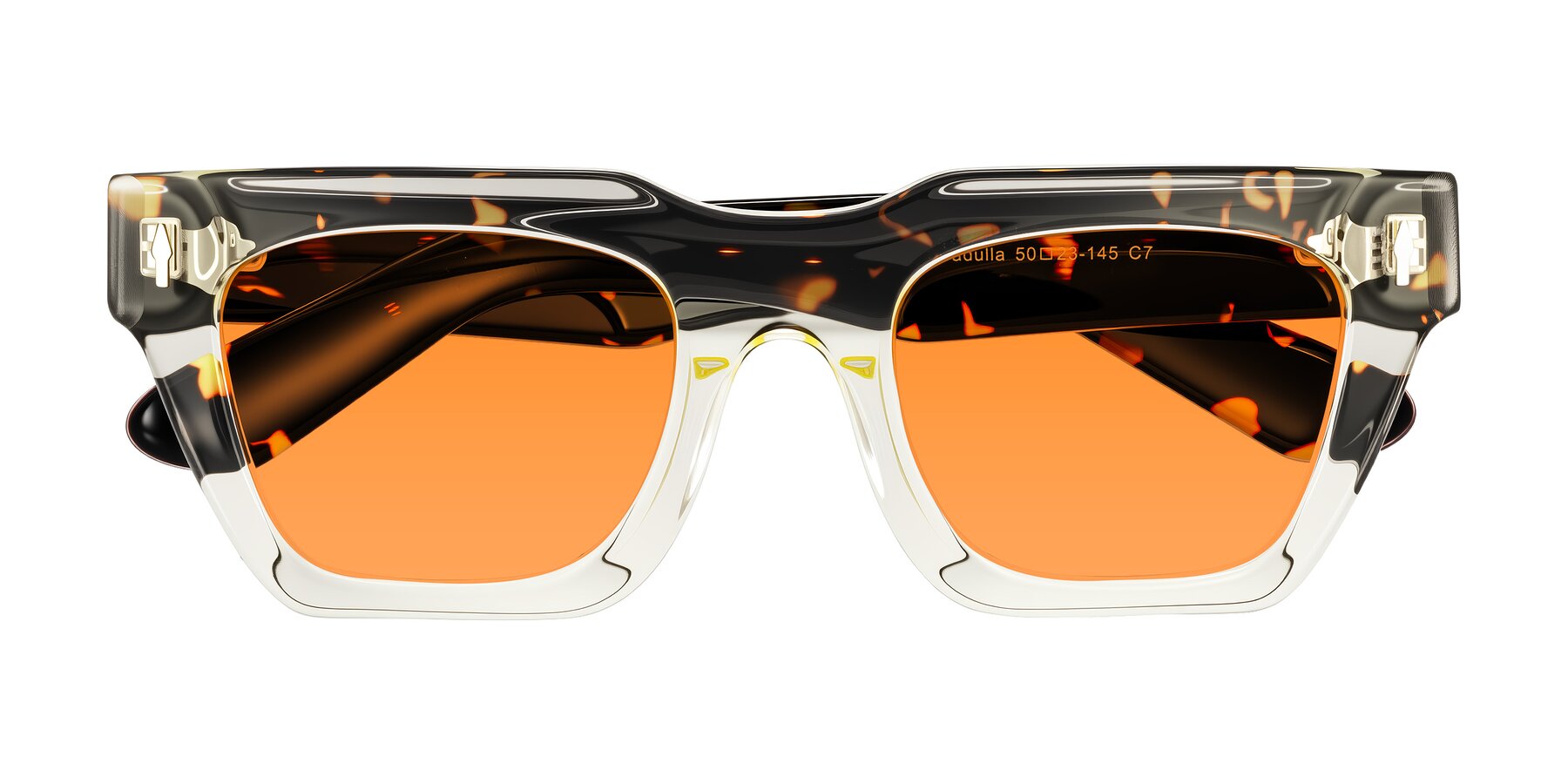 Folded Front of Padulla in Light Yellow/Tortoise with Orange Tinted Lenses