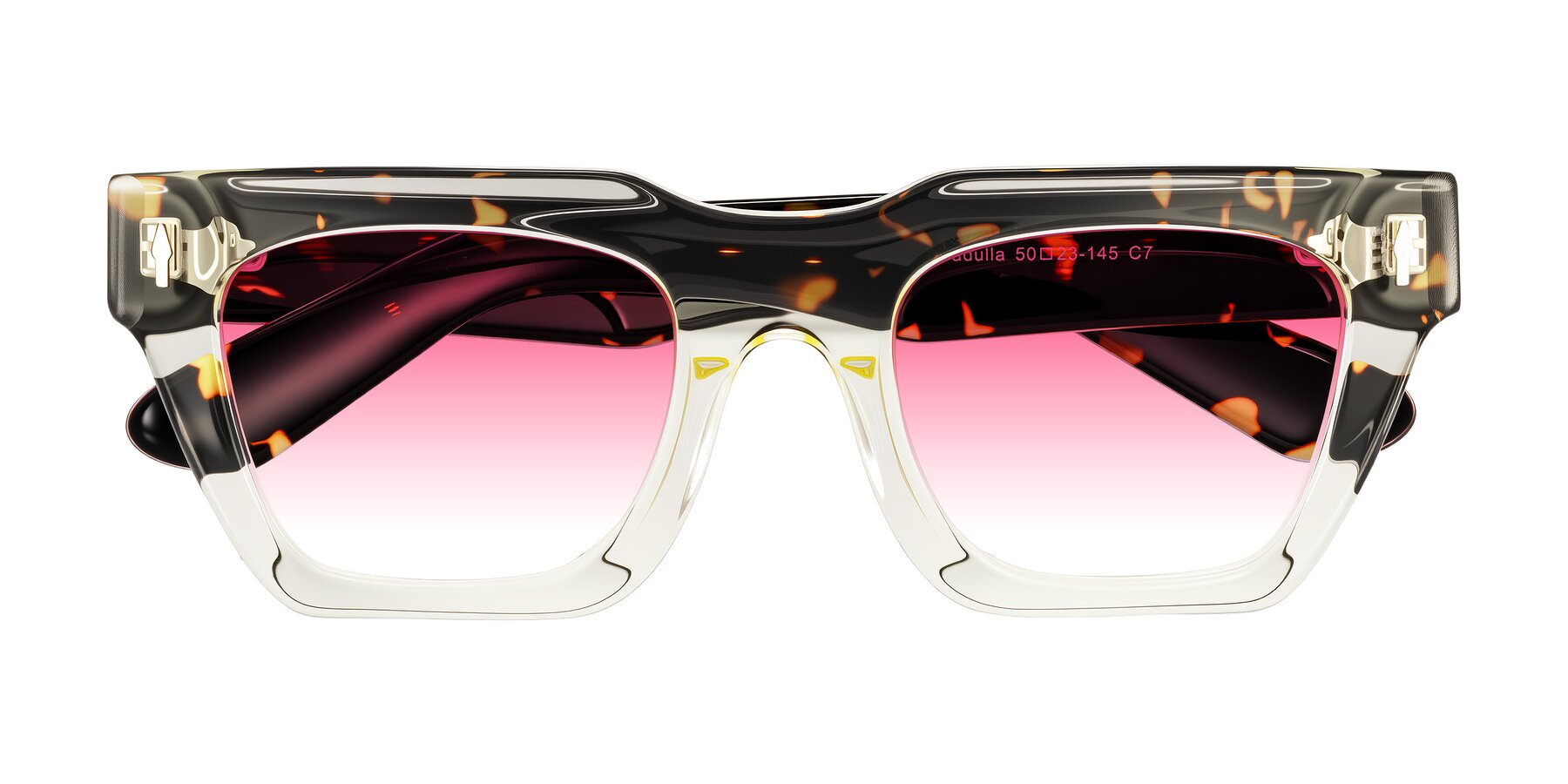 Folded Front of Padulla in Light Yellow/Tortoise with Pink Gradient Lenses